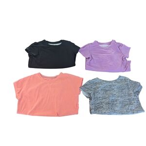 EUC Girls Medium 7 8 solid short sleeve shirt bundle black gray purple coral